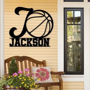 DINOZOZO Basketball Spilt Letter Monogram Custom Metal Signs3