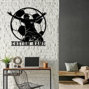 DINOZOZO Cheering Soccer Player Soccer Team Boys Room DecorCustom Metal Signs