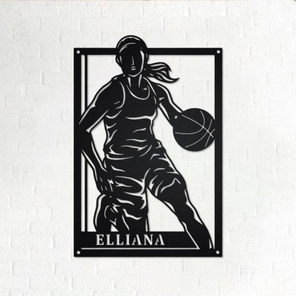 DINOZOZO Female Basketball Player with Name and Number V1 Custom Metal Signs