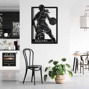 DINOZOZO Female Basketball Player with Name and Number V1 Custom Metal Signs