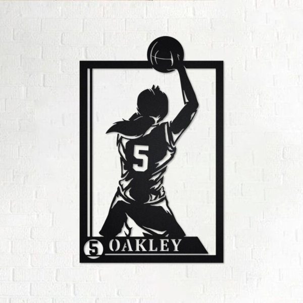 DINOZOZO Female Basketball Player with Name and Number V2 Custom Metal Signs