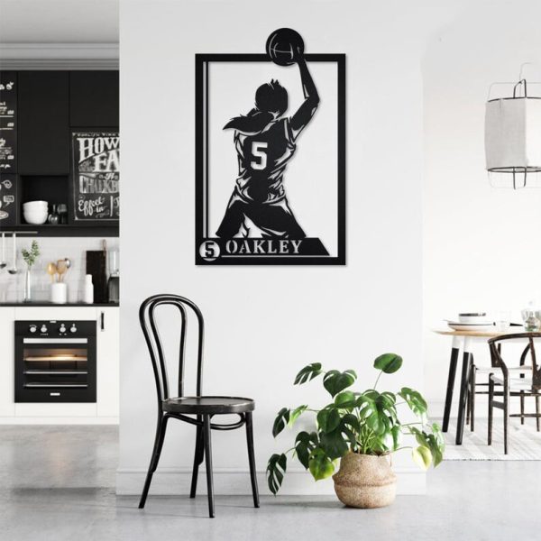 DINOZOZO Female Basketball Player with Name and Number V2 Custom Metal Signs