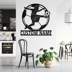 DINOZOZO Female Soccer Player Girls Room Decor Custom Metal Signs3