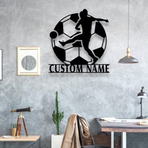 DINOZOZO Female Soccer Player Name Kids Room Decor Custom Metal Signs