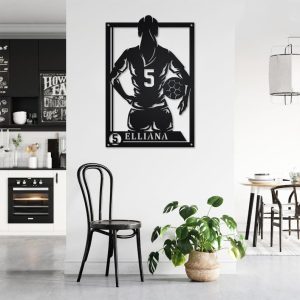 DINOZOZO Female Soccer Player with Name and Number Girls Room Decor Custom Metal Signs3