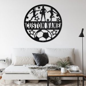 DINOZOZO Female Soccer Team Name Kids Room Decor Custom Metal Signs2