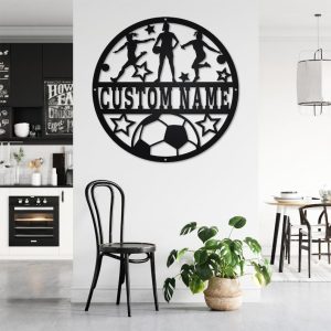 DINOZOZO Female Soccer Team Name Kids Room Decor Custom Metal Signs