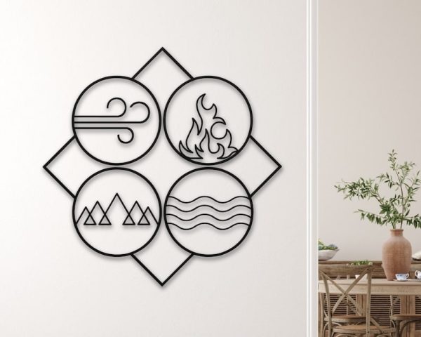 DINOZOZO Four Elements of Nature Minimal Custom Metal Signs