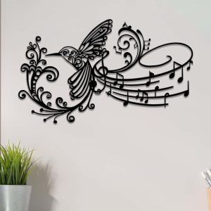 DINOZOZO Hummingbird with Music Note Music Room Recording Studio Business Custom Metal Signs