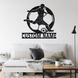 DINOZOZO Male Soccer Player Wall Art Boys Room Decor Custom Metal Signs2