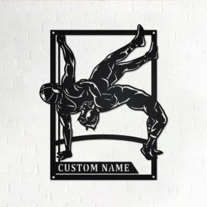 DINOZOZO Male Wrestling Monogram with Name Custom Metal Signs