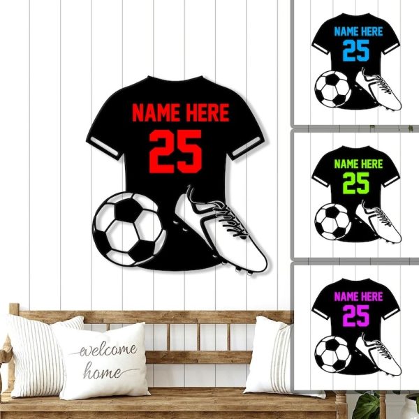 DINOZOZO Man Soccer Jersey Custom Color Kids Room Decor Custom Metal Signs