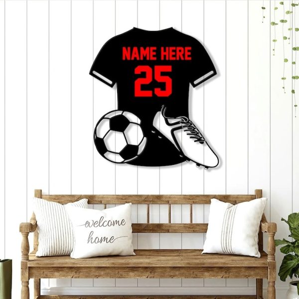 DINOZOZO Man Soccer Jersey Custom Color Kids Room Decor Custom Metal Signs