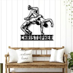 DINOZOZO Man Wrestler Wrestling Team Gift Custom Metal Signss