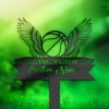 DINOZOZO Memorial Stake for Outdoors Basketball Angel Wings Basketball Player Grave Marker Custom Metal Signs3