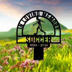 DINOZOZO Memorial Stake for Outdoors Soccer Player Grave Marker In Loving Memory Soccer Sympathy Gifts Custom Metal Signs3