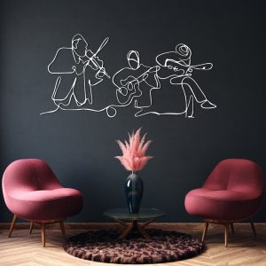 DINOZOZO Minimalist Orchestra Line Art Music Room Recording Studio Business Custom Metal Signs3