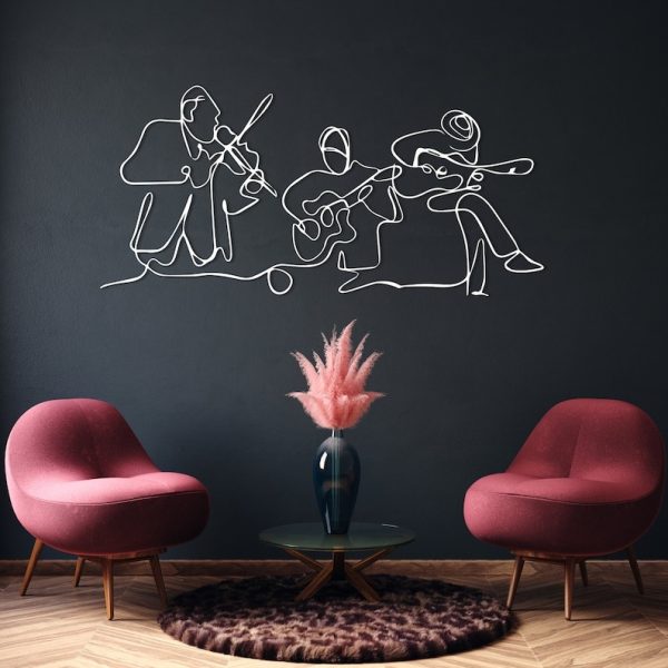 DINOZOZO Minimalist Orchestra Line Art Music Room Recording Studio Business Custom Metal Signs