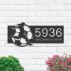 DINOZOZO Soccer Address Sign Soccer Player House Number Plaque Custom Metal Signs