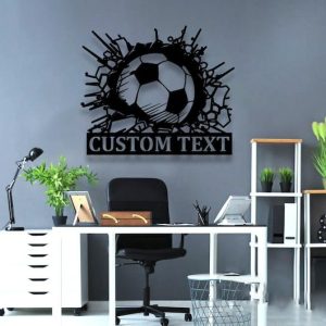 DINOZOZO Soccer Ball Football Fan Club Boys Room Decor Custom Metal Signs3