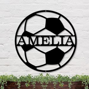 DINOZOZO Soccer Ball Name Soccer Team Boys Room Decor Custom Metal Signs