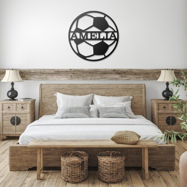 DINOZOZO Soccer Ball Name Soccer Team Boys Room Decor Custom Metal Signs