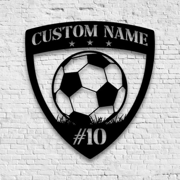 DINOZOZO Soccer Ball On Grass Soccer Team Name Custom Metal Signs