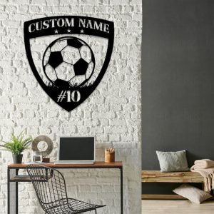 DINOZOZO Soccer Ball On Grass Soccer Team Name Custom Metal Signs2