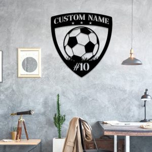 DINOZOZO Soccer Ball On Grass Soccer Team Name Custom Metal Signs4