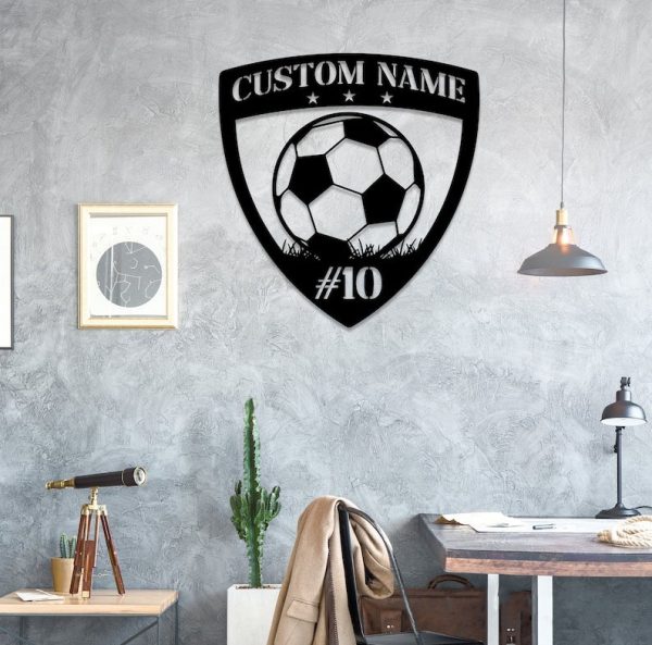 DINOZOZO Soccer Ball On Grass Soccer Team Name Custom Metal Signs