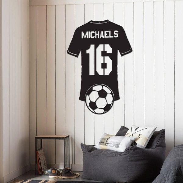 DINOZOZO Soccer Jersey Shirt with Name and Number Kids Room Decor Custom Metal Signs