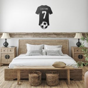 DINOZOZO Soccer Jersey Shirt with Name and Number Kids Room Decor Custom Metal Signs3