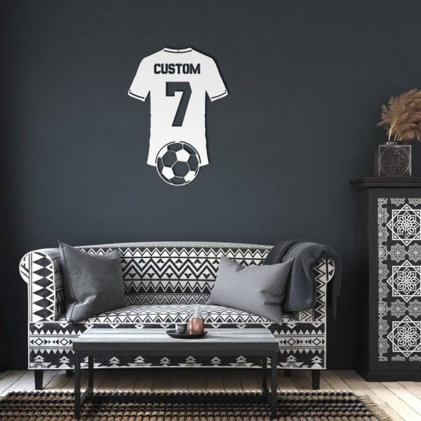 DINOZOZO Soccer Jersey Shirt with Name and Number Kids Room Decor Custom Metal Signs