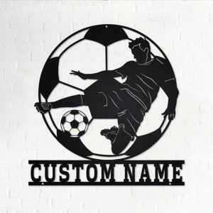 DINOZOZO Soccer Player Name Boys Room Decor Custom Metal Signs