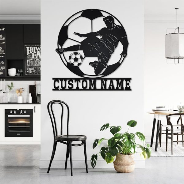 DINOZOZO Soccer Player Name Boys Room Decor Custom Metal Signs