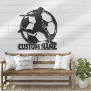 DINOZOZO Soccer Player Silhouette V2 Boys Room Decor Custom Metal Signs2