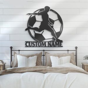 DINOZOZO Soccer Player Silhouette V2 Boys Room Decor Custom Metal Signs3