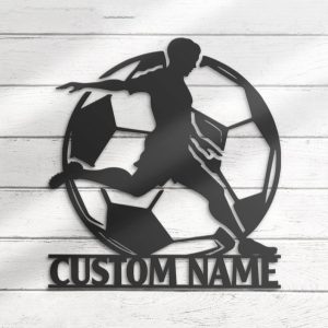 DINOZOZO Soccer Player Silhouette V2 Boys Room Decor Custom Metal Signs4