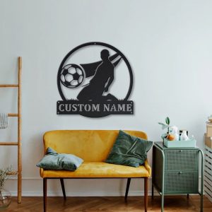 DINOZOZO Soccer Player Silhouette V5 Custom Metal Signs