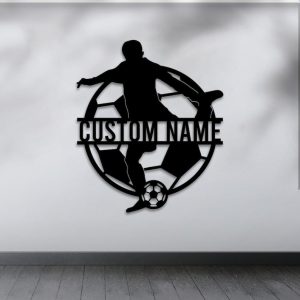 DINOZOZO Soccer Player Silhouette V6 Custom Metal Signs