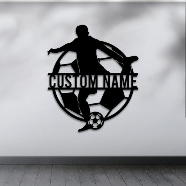 DINOZOZO Soccer Player Silhouette V6 Custom Metal Signs