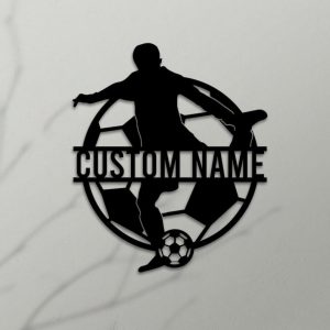 DINOZOZO Soccer Player Silhouette V6 Custom Metal Signs2