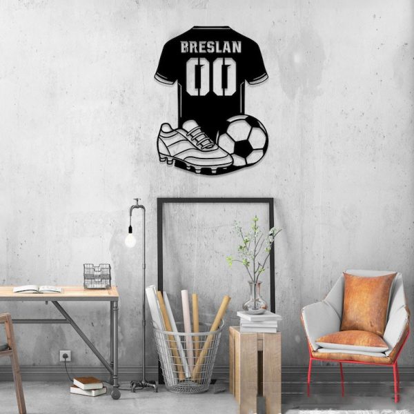 DINOZOZO Soccer Player Uniform Team Name Boys Room Decor Custom Metal Signs