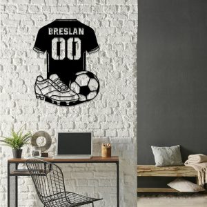 DINOZOZO Soccer Player Uniform Team Name Boys Room Decor Custom Metal Signs3