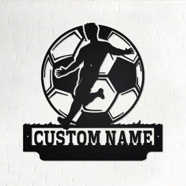 DINOZOZO Soccer Player Wall Art Boys Room Decor Custom Metal Signs