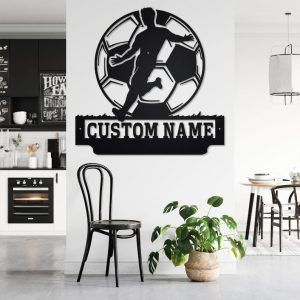 DINOZOZO Soccer Player Wall Art Boys Room Decor Custom Metal Signs2