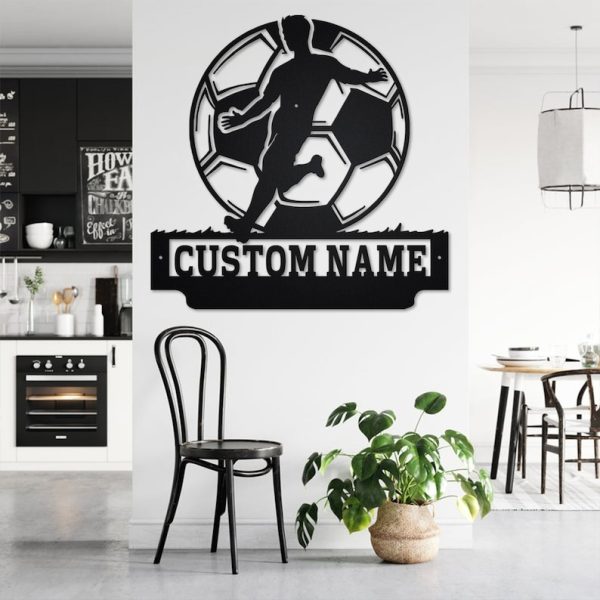 DINOZOZO Soccer Player Wall Art Boys Room Decor Custom Metal Signs