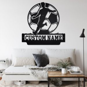 DINOZOZO Soccer Player Wall Art Boys Room Decor Custom Metal Signs3