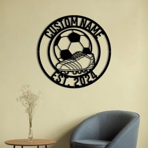 DINOZOZO Soccer Team Gift Soccer Ball Name Boys Room Decor Custom Metal Signs2