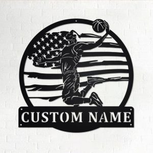 DINOZOZO US Flag Basketball Player Custom Metal Signs